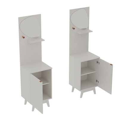 Aparador 1 Porta 1 Prateleira com Espelho Ap2312 Branco - Tecno Mobili