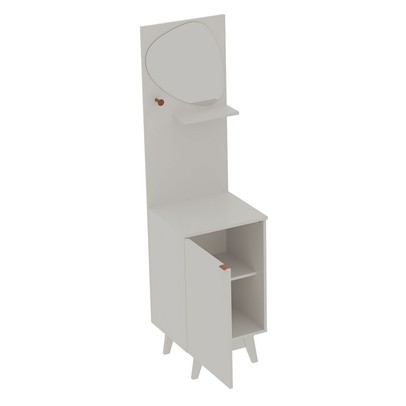 Aparador 1 Porta 1 Prateleira com Espelho Ap2312 Branco - Tecno Mobili