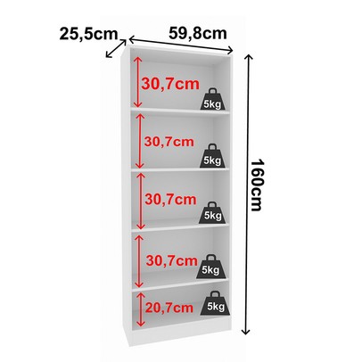 Estante para Livros 4 Prateleiras Me4141 Branco - Tecno Mobili