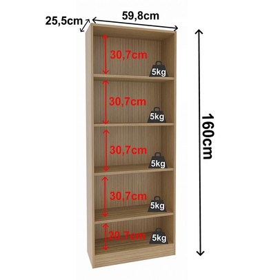 Estante para Livros 4 Prateleiras Me4141 Amêndoa - Tecno Mobili