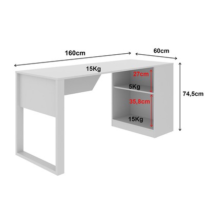 Mesa Escrivaninha 1 Prateleira Me4182 Branco - Tecno Mobili