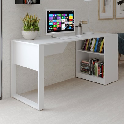 Mesa Escrivaninha 1 Prateleira Me4182 Branco - Tecno Mobili