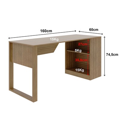 Mesa Escrivaninha 1 Prateleira Me4182 Amêndoa - Tecno Mobili