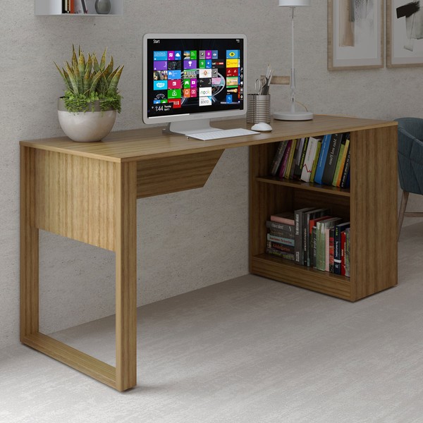 Mesa Escrivaninha 1 Prateleira Me4182 Amêndoa - Tecno Mobili