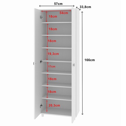 Sapateira Multiuso 2 Portas 8 Prateleiras Sa3406 Branco - Tecno Mobili