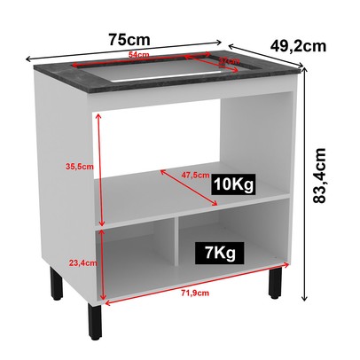 Balcão de Cozinha para Cooktop 75 Cm 1 Porta Bl3315 Branco - Tecno Mobili