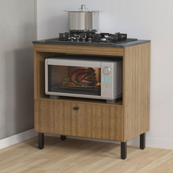 Balcão de Cozinha para Cooktop 75 Cm 1 Porta Bl3315 Amêndoa -Tecno Mobili