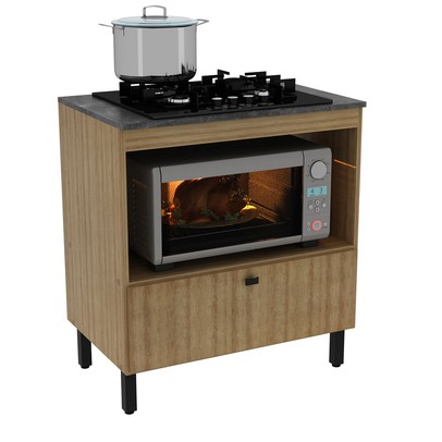 Balcão de Cozinha para Cooktop 75 Cm 1 Porta Bl3315 Amêndoa -Tecno Mobili