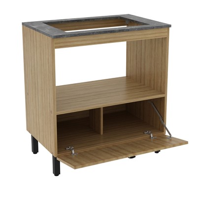 Balcão de Cozinha para Cooktop 75 Cm 1 Porta Bl3315 Amêndoa -Tecno Mobili