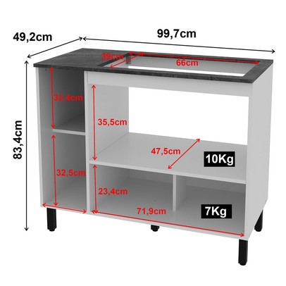 Balcão de Cozinha para Cooktop 99,7 Cm 2 Portas Bl3316 Branco - Tecno Mobili