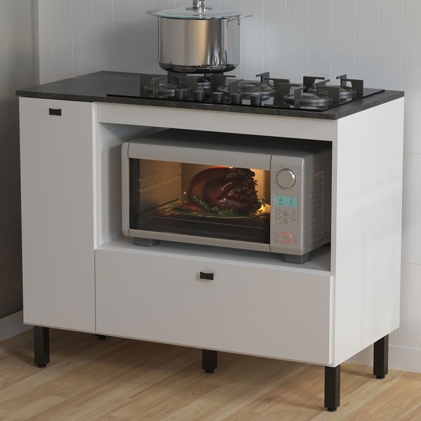 Balcão de Cozinha para Cooktop 99,7 Cm 2 Portas Bl3316 Branco - Tecno Mobili