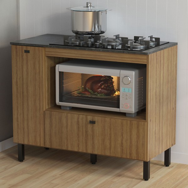 Balcão de Cozinha para Cooktop 99,7 Cm 2 Portas Bl3316 Amêndoa - Tecno Mobili