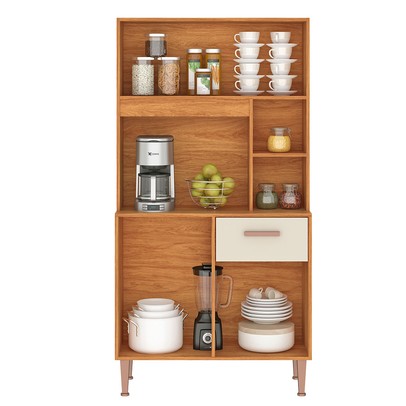 Cozinha Compacta Dália 4 Portas 1 Gaveta Cinamomo/Off White - Fellicci