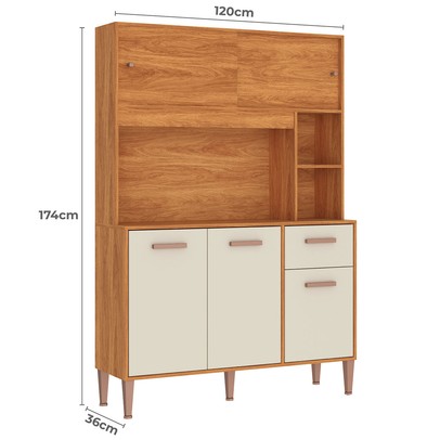 Cozinha Compacta Pérola 5 Portas 1 Gaveta Cinamomo/Off White - Fellicci