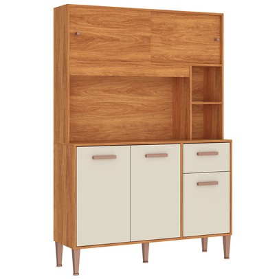 Cozinha Compacta Pérola 5 Portas 1 Gaveta Cinamomo/Off White - Fellicci