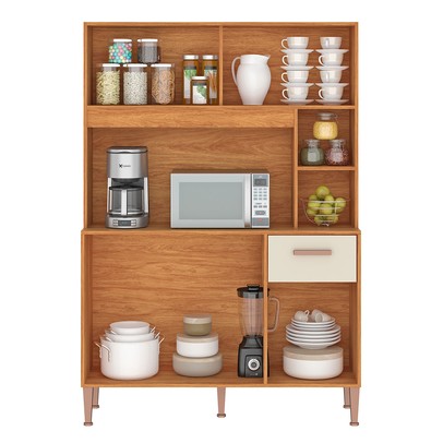 Cozinha Compacta Pérola 5 Portas 1 Gaveta Cinamomo/Off White - Fellicci