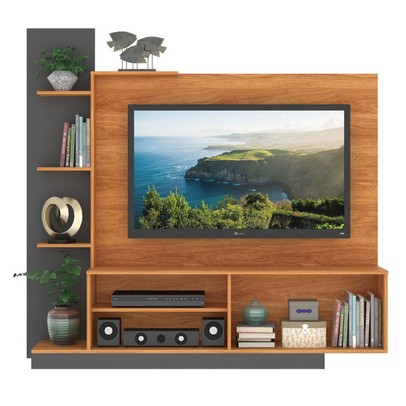 Estante para TV Até 55 Polegadas Havana 2 Portas Cinamomo/Grafite - Fellicci