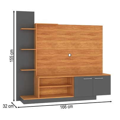 Estante para TV Até 55 Polegadas Havana 2 Portas Cinamomo/Grafite - Fellicci