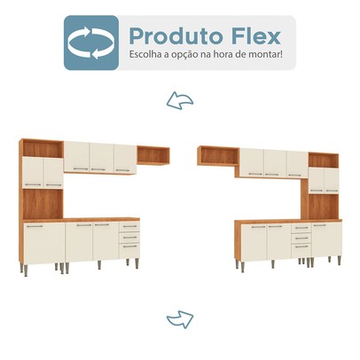 Cozinha Completa Malu 9 Portas 2 Gavetas Cinamomo/Off White - Fellicci