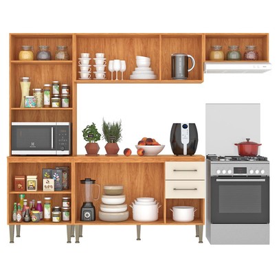 Cozinha Completa Malu 9 Portas 2 Gavetas Cinamomo/Off White - Fellicci