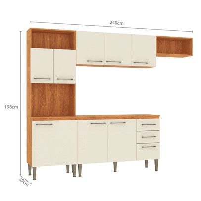 Cozinha Completa Malu 9 Portas 2 Gavetas Cinamomo/Off White - Fellicci