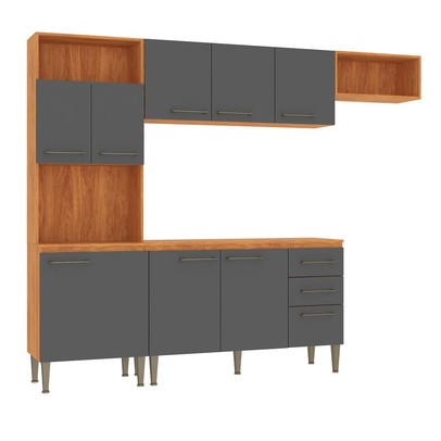 Cozinha Completa Malu 9 Portas 2 Gavetas Cinamomo/Grafite - Fellicci