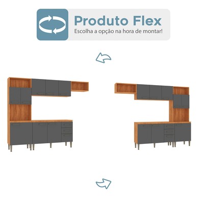 Cozinha Completa Malu 9 Portas 2 Gavetas Cinamomo/Grafite - Fellicci