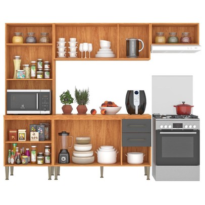 Cozinha Completa Malu 9 Portas 2 Gavetas Cinamomo/Grafite - Fellicci