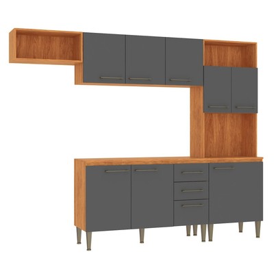 Cozinha Completa Malu 9 Portas 2 Gavetas Cinamomo/Grafite - Fellicci