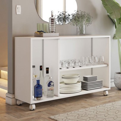 Balcão Buffet Palau 3 Portas Branco - Panorama Móveis