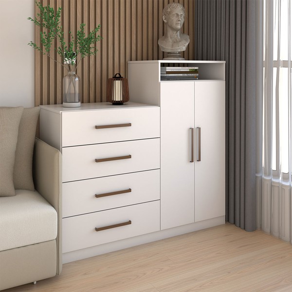 Cômoda Patronum 2 Portas 4 Gavetas Branco - Panorama Móveis