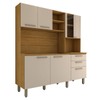 Cozinha Compacta Leviosa 7 Portas 2 Gavetas com Vidro Freijó/Soft - Panorama Móveis