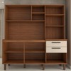 Cozinha Compacta Leviosa 7 Portas 2 Gavetas com Vidro Nogueira/Off White - Panorama Móveis