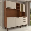 Cozinha Compacta Leviosa 7 Portas 2 Gavetas com Vidro Nogueira/Off White - Panorama Móveis