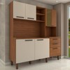Cozinha Compacta Leviosa 7 Portas 2 Gavetas com Vidro Ripado 3d Nogueira/Off White - Panorama Móveis