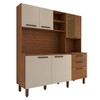 Cozinha Compacta Leviosa 7 Portas 2 Gavetas com Vidro Ripado 3d Nogueira/Off White - Panorama Móveis