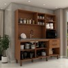 Cozinha Compacta Leviosa 7 Portas 2 Gavetas com Vidro Ripado 3d Nogueira/Off White - Panorama Móveis