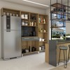 Armário de Cozinha com Balcão Império 10 Portas 2 Gavetas com Vidro Freijó/Gris - Panorama Móveis