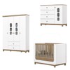 Quarto de Bebê Completo Aconchego 5 Portas 6 Gavetas com Vidro Branco/Jequitibá - Henn