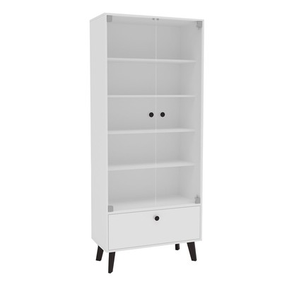 Cristaleira Londres 2 Portas 1 Gaveta com Vidro Branco - Politorno