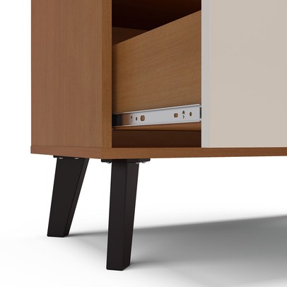 Cristaleira Londres 2 Portas 1 Gaveta com Vidro Creme/Freijó - Politorno