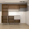 Cozinha Completa Griffin 8 Portas 2 Gavetas com Vidro Amêndola/Nude Prime Tx - Panorama Móveis
