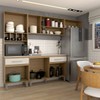 Cozinha Completa Stewie 8 Portas 2 Gavetas com Vidro Ipê/Cristalo/Petra - Panorama Móveis