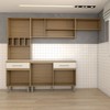 Cozinha Completa Stewie 8 Portas 2 Gavetas com Vidro Ipê/Cristalo/Petra - Panorama Móveis