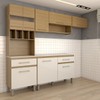 Cozinha Completa Stewie 8 Portas 2 Gavetas com Vidro Ipê/Cristalo/Petra - Panorama Móveis