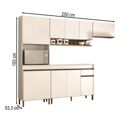 Cozinha Compacta Russel 9 Portas 1 Gaveta Supremo/Freijó - Panorama Móveis