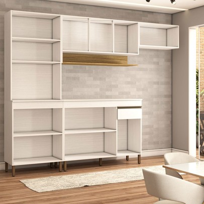 Cozinha Compacta Russel 9 Portas 1 Gaveta Supremo/Freijó - Panorama Móveis