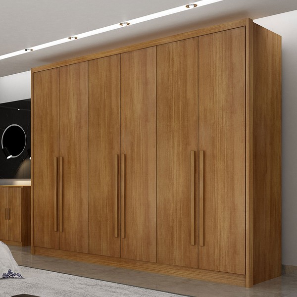 Guarda-Roupa Casal Montero 6 Portas 8 Gavetas 100% Mdf Cumaru - Pnr Móveis