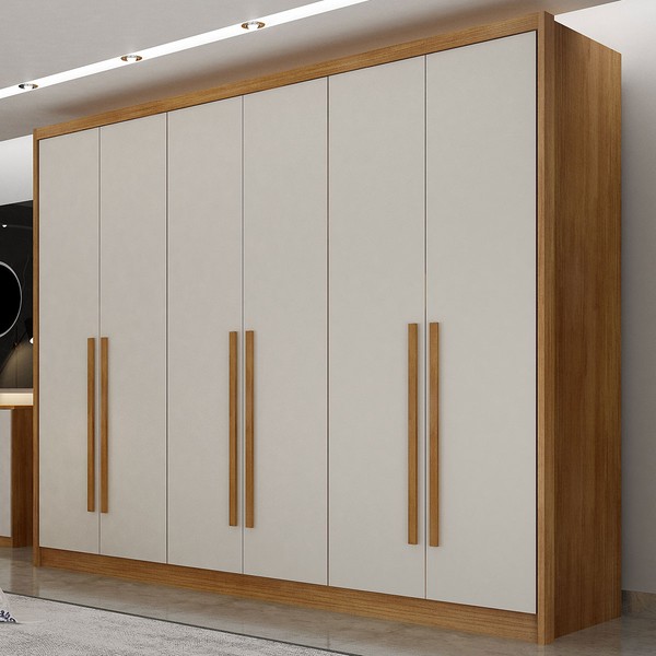 Guarda-Roupa Casal Montero 6 Portas 8 Gavetas 100% Mdf Cumaru/Fendi - Pnr Móveis