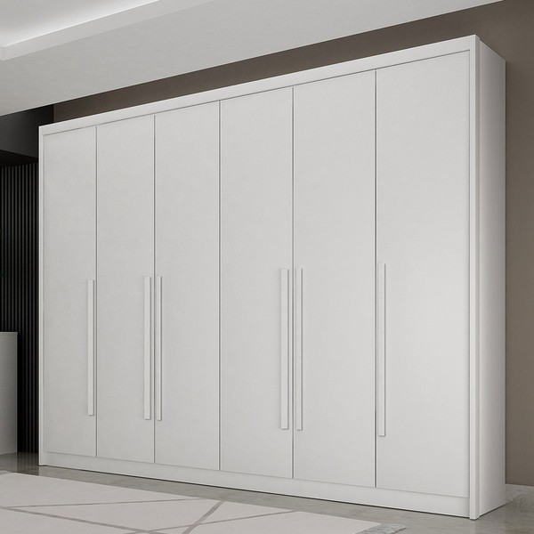 Guarda-Roupa Casal Paraíso 6 Portas 6 Gavetas 100% Mdf Branco - Pnr Móveis